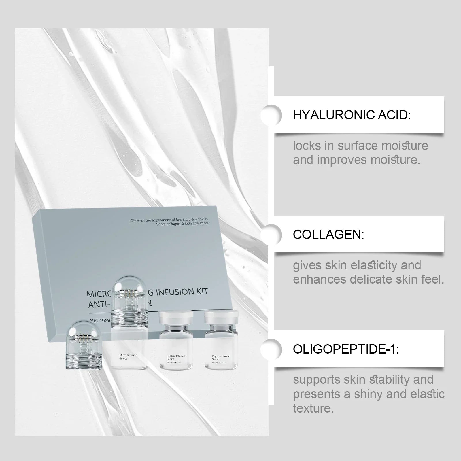 Hyaluronic Acid Anti-wrinkle Essence Hydrate Moisturize Firm Clean Pores Set