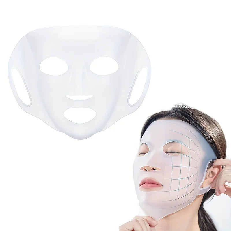 Silicone mask cover, ear-mounted fixed mask to moisturize and absorb essence, reusable facial care tool