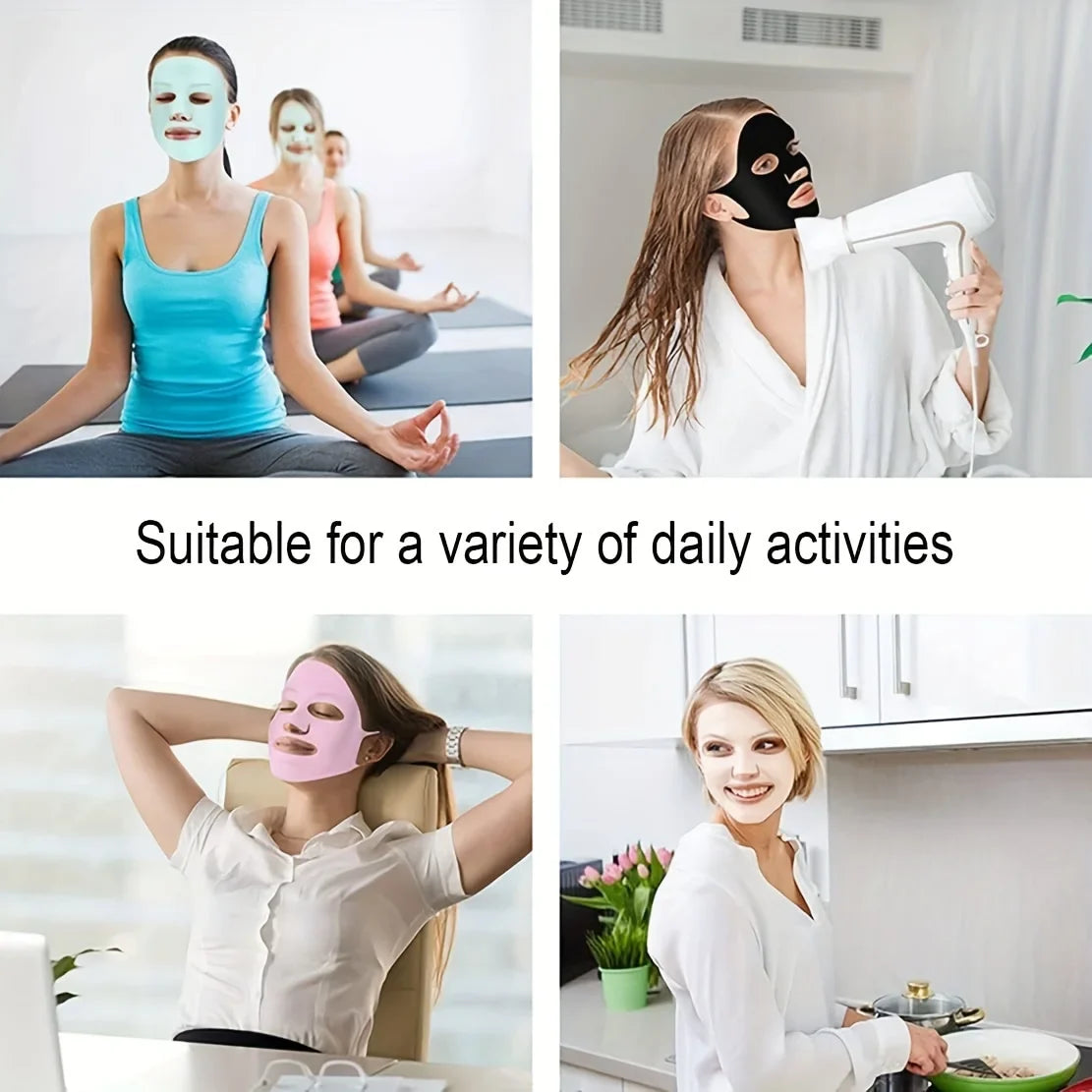 Silicone mask cover, ear-mounted fixed mask to moisturize and absorb essence, reusable facial care tool