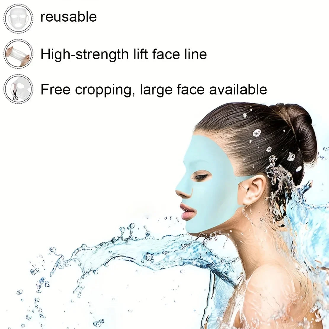 Silicone mask cover, ear-mounted fixed mask to moisturize and absorb essence, reusable facial care tool